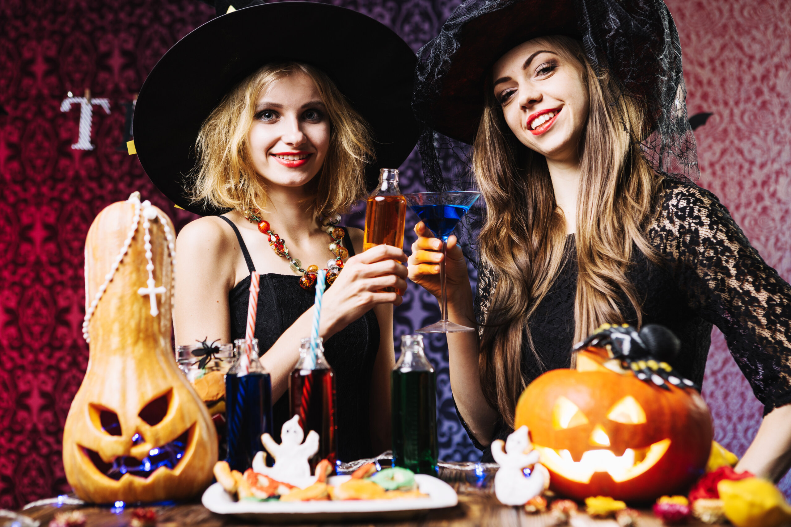 Witches’ hats on, glasses clinking, and mischief brewing